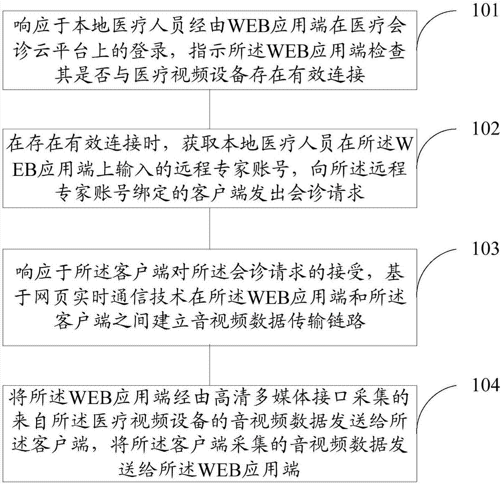 Remote medical consultation method and system, and WEB application terminal