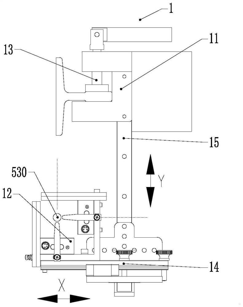 Elevator guide rail straightness measurement and automatic calibration device and application thereof