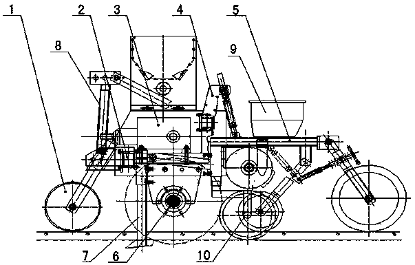 A linkage imitation corn single-grain no-tillage precision sowing fertilizer applicator