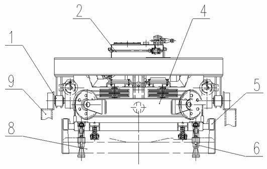 Sleeper laying method and device of railway line main tracklayer