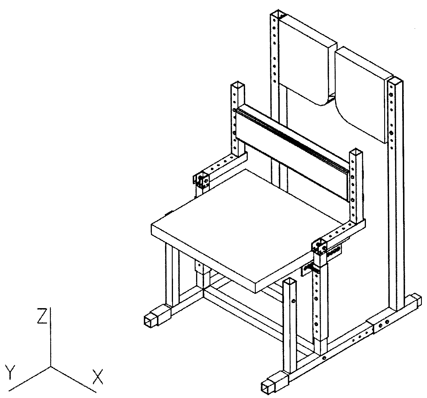 Experiment seat capable of bearing lower back parts of human bodies in different sitting postures synchronously