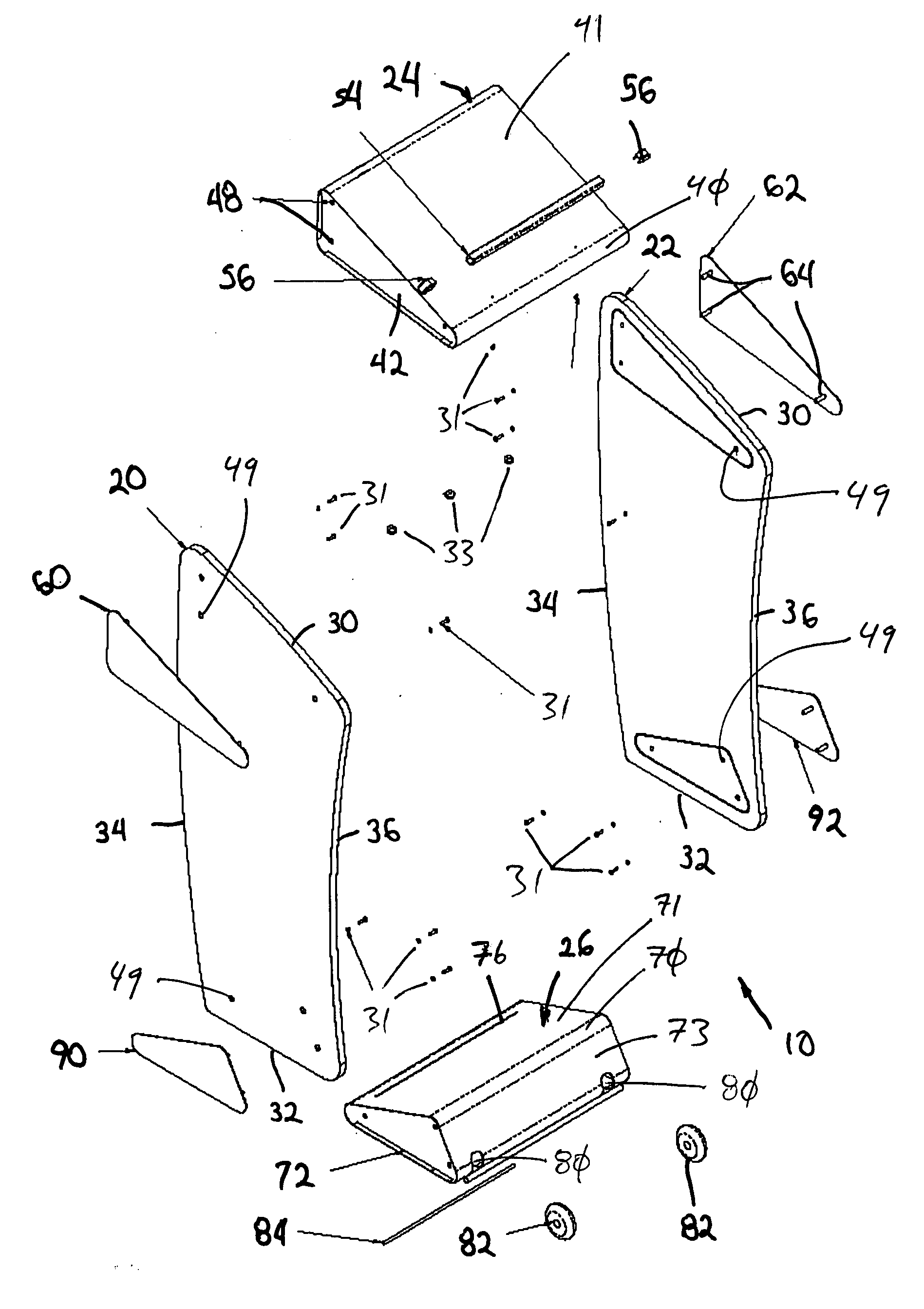 Loop-frame lectern with removable front panel