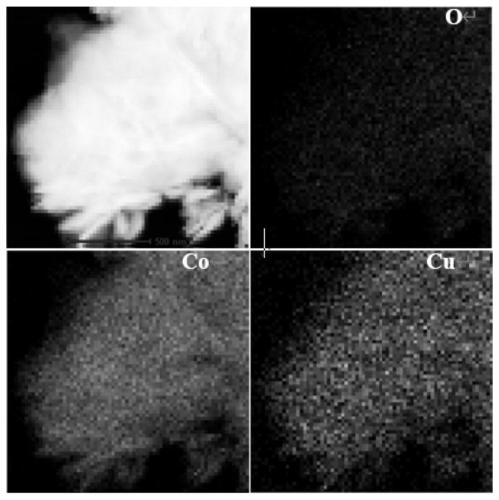 Preparation method of flaky cuprous oxide/cobaltous oxide nano composite material and application of flaky cuprous oxide/cobaltous oxide nano composite material in catalyzing hydrolysis of ammonia borane to produce hydrogen