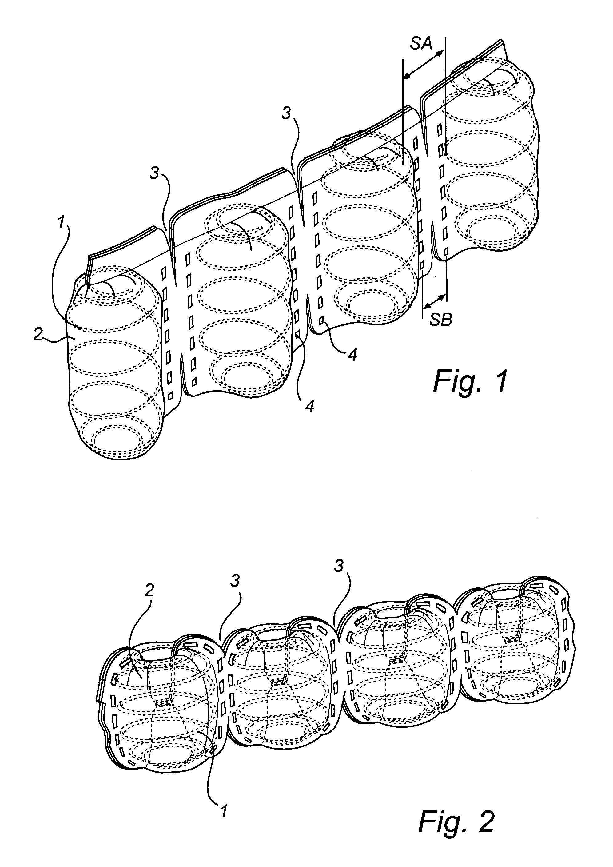 End Separated Pocketed Matress as Well as Method and Device for Manufacturing the Same