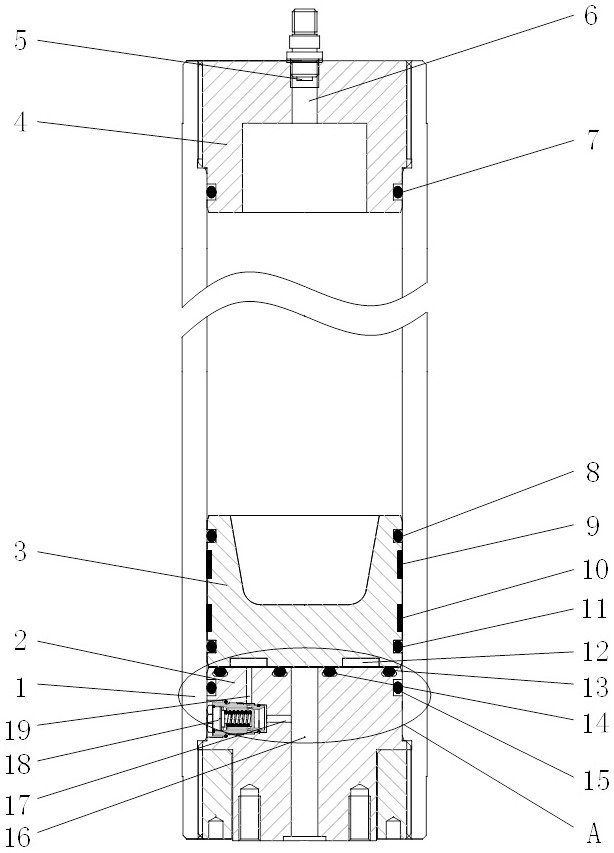 A piston type accumulator with built-in check valve