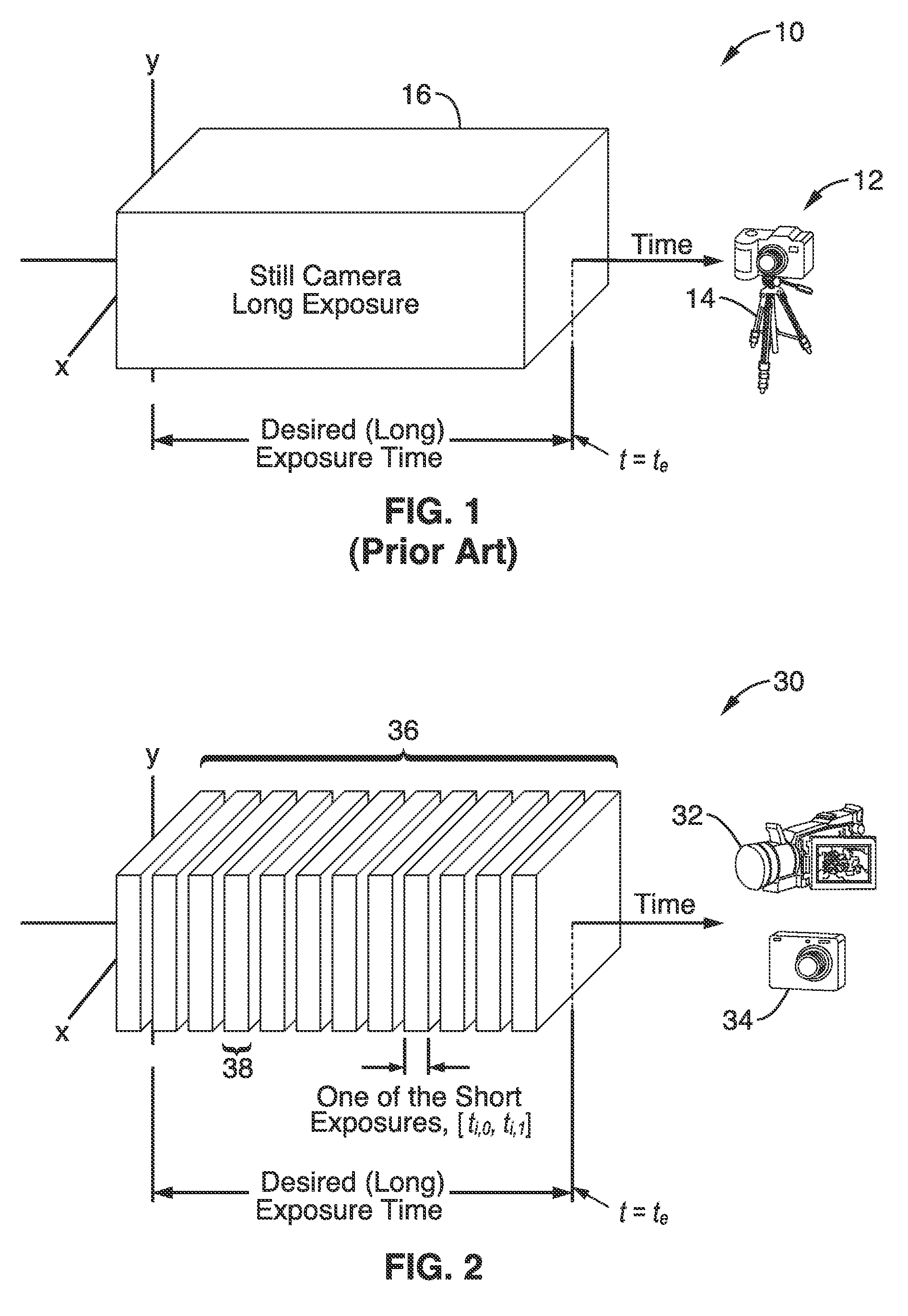 Generation of simulated long exposure images in response to multiple short exposures