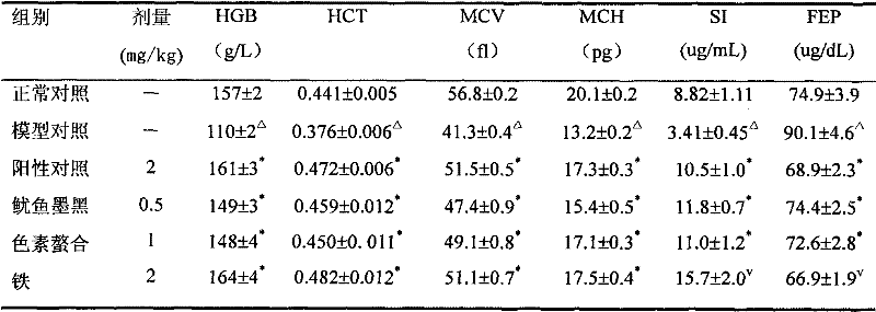 Novel squid ink melanin chelate iron preparation method and application of method