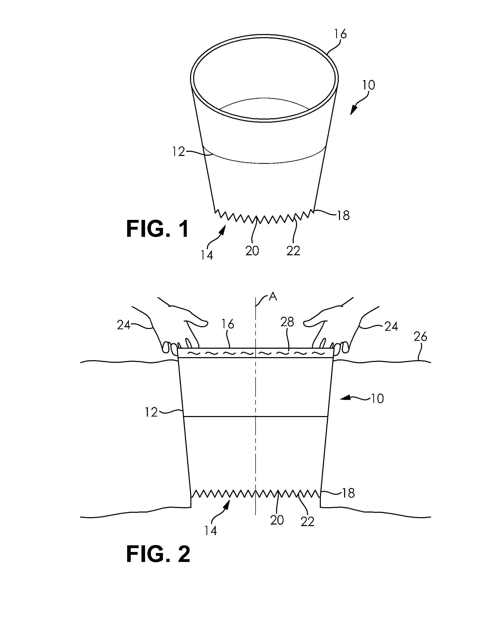 Plant pot with irregular bottom edge