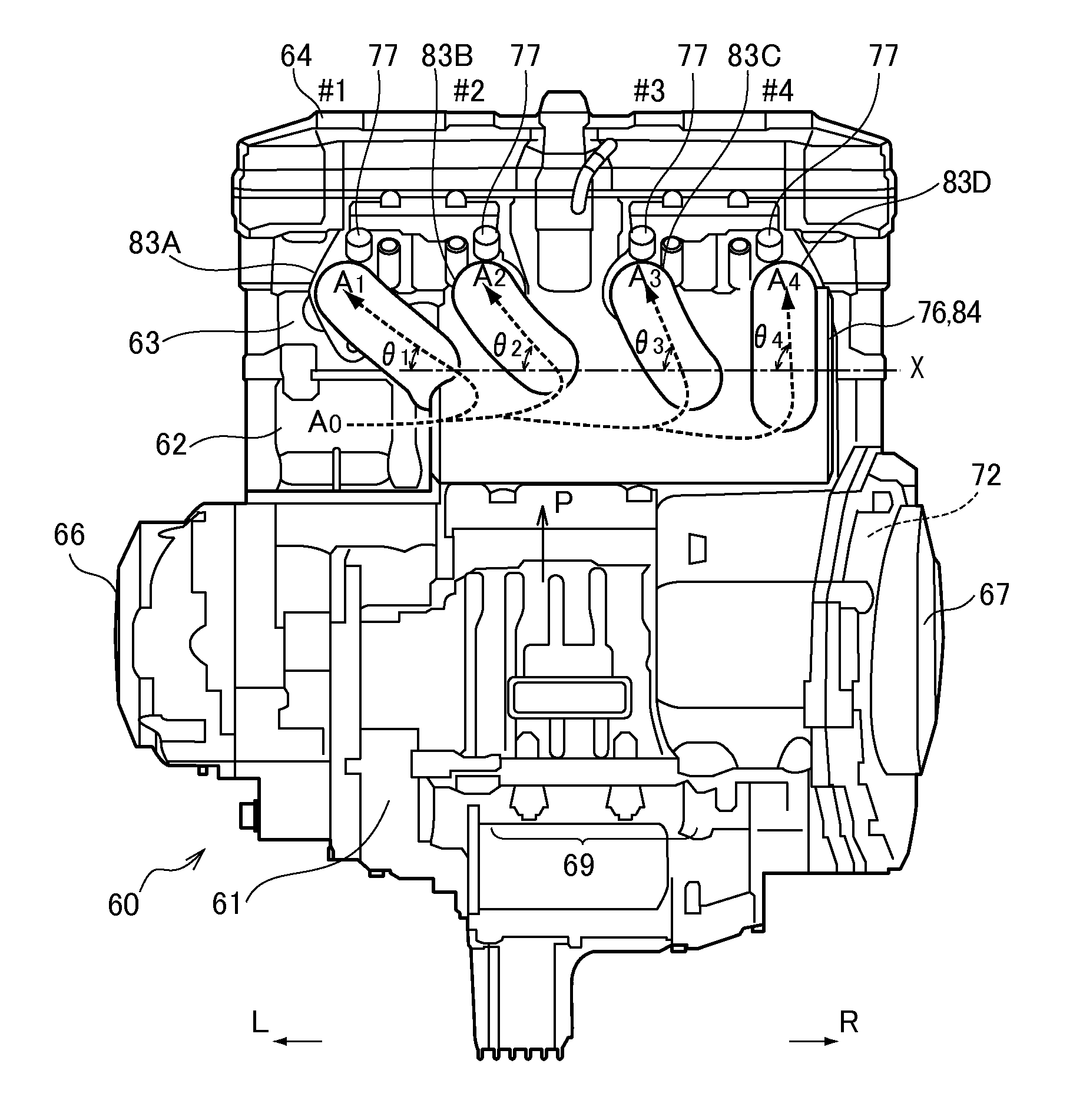 Engine unit of motorcycle