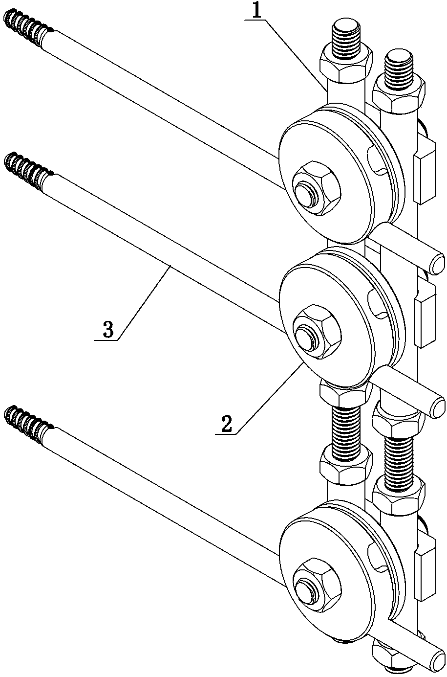 Tubular traction pressurization connecting rod control device and outer-bone fixing device