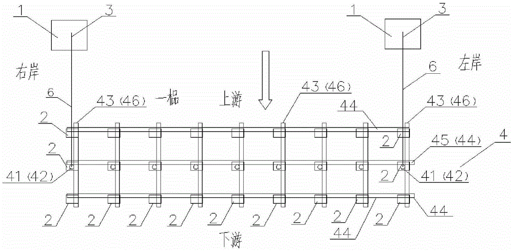 Riverway truss type anchor pulling anti-floating device and construction method thereof