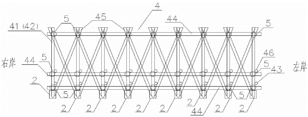 Riverway truss type anchor pulling anti-floating device and construction method thereof