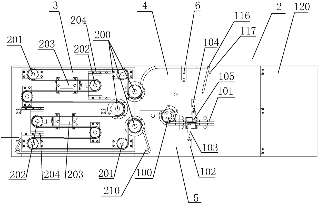 Chain pre-pulling and section-dismounting integrated device