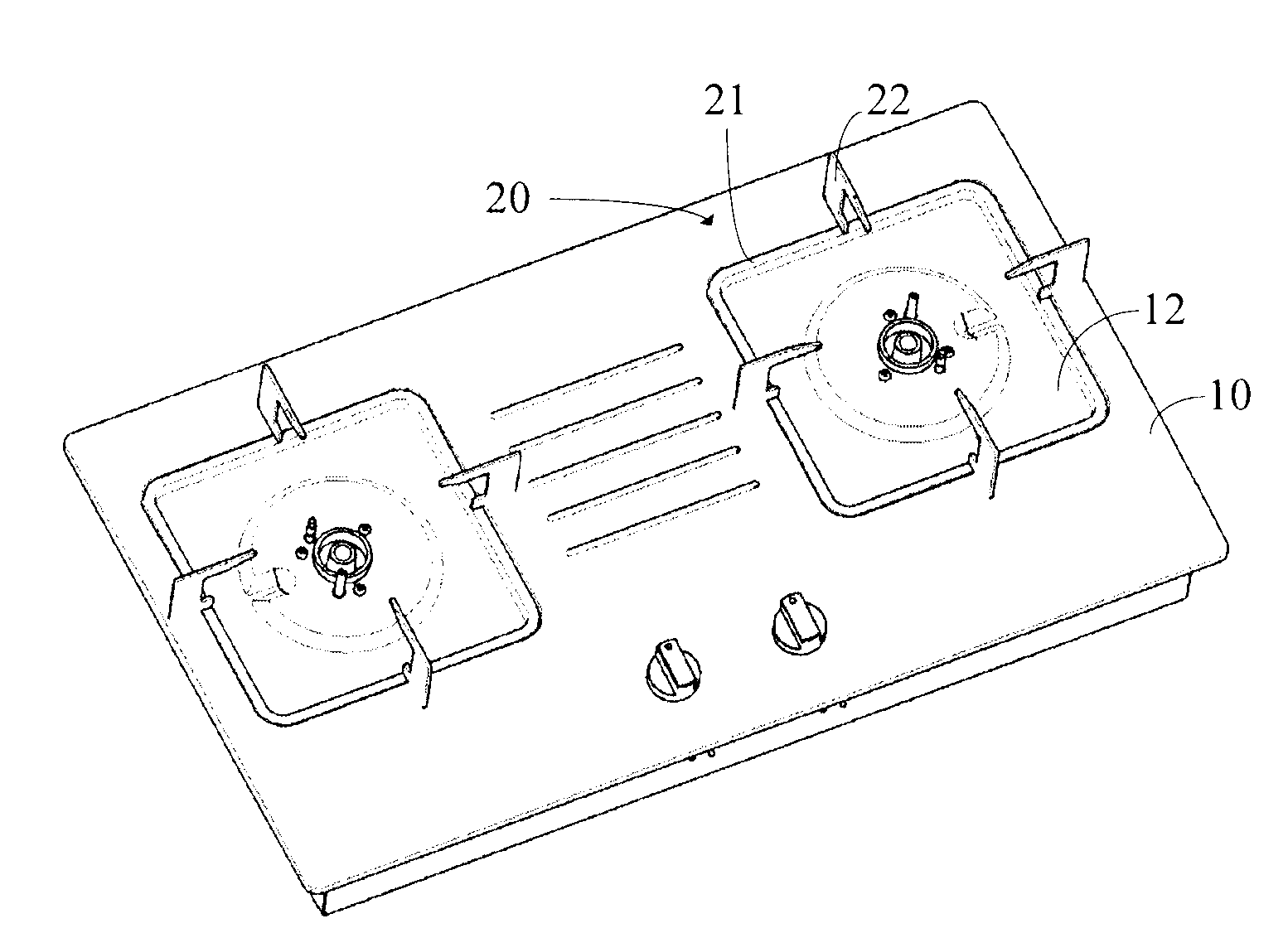 Gas-stove, gas-stove panel, and pot racks