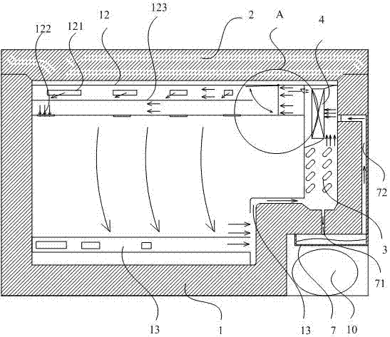 Horizontal type air cooling refrigerator with moisture preserving function