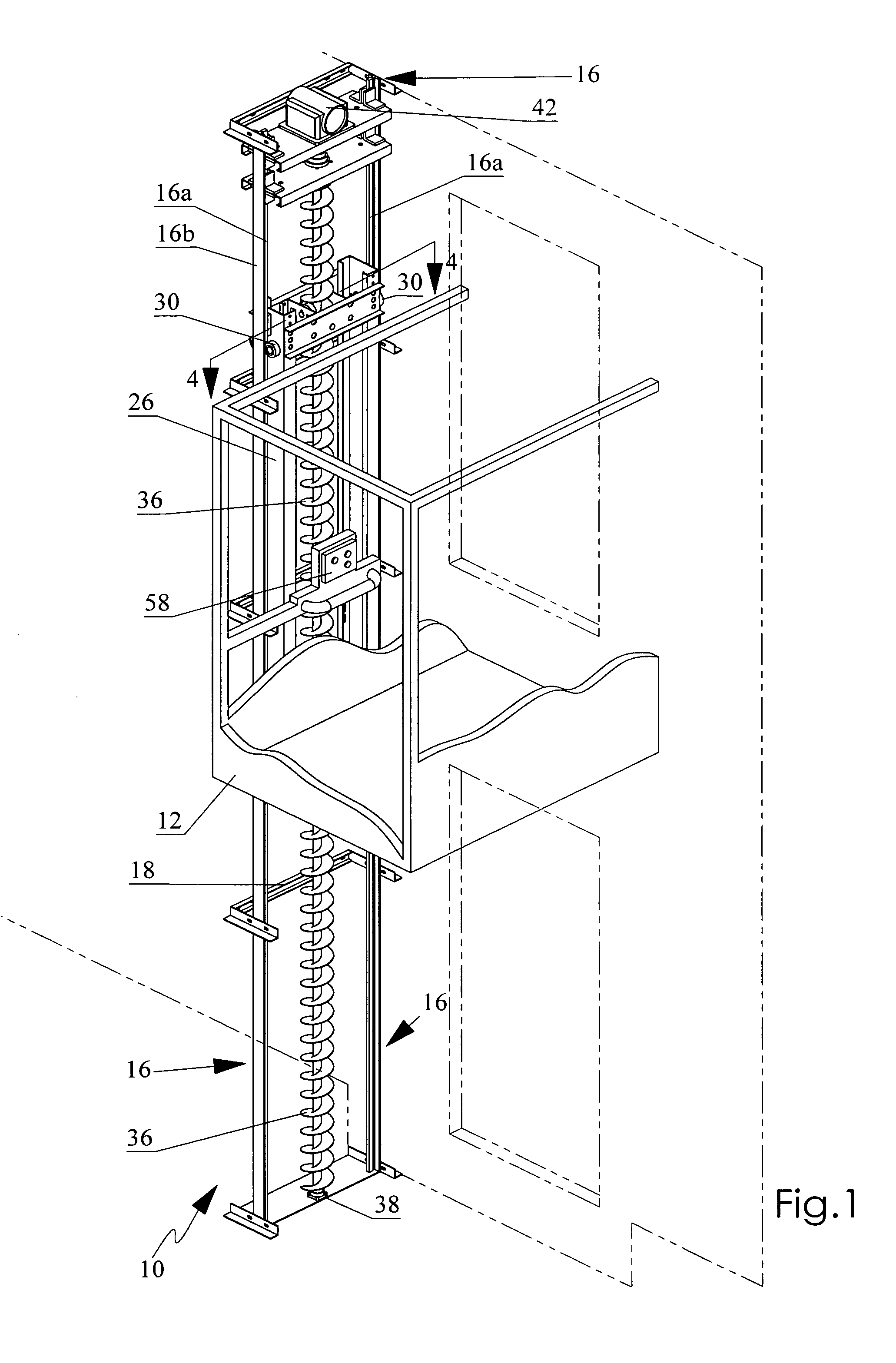 Helical screw lift system for an elevator