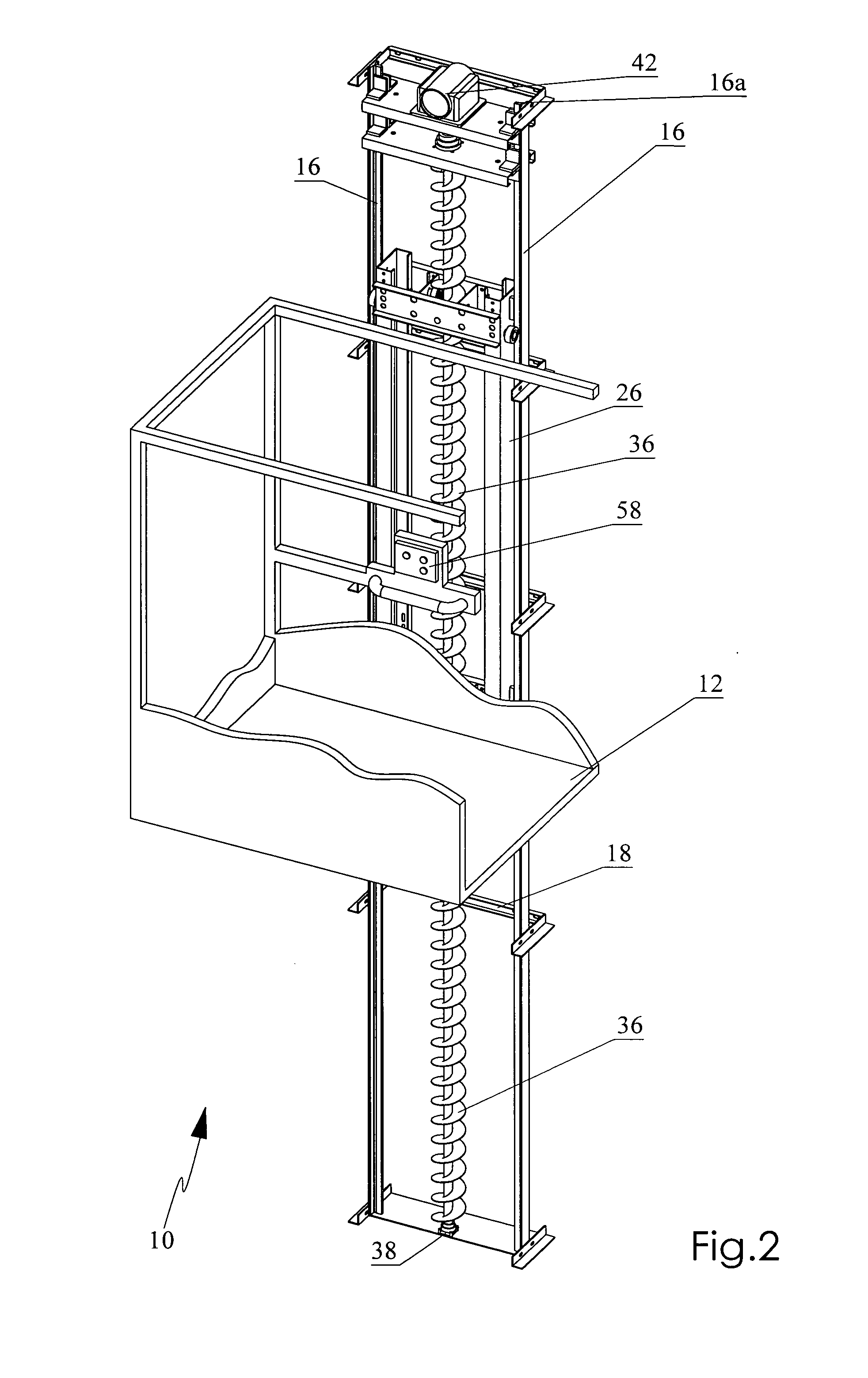 Helical screw lift system for an elevator