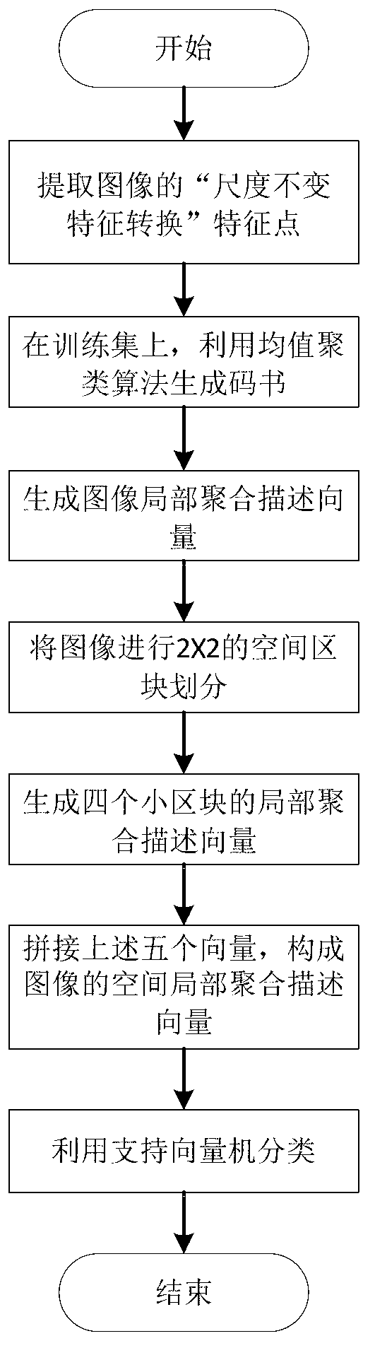 Spatial local clustering description vector based image classification method