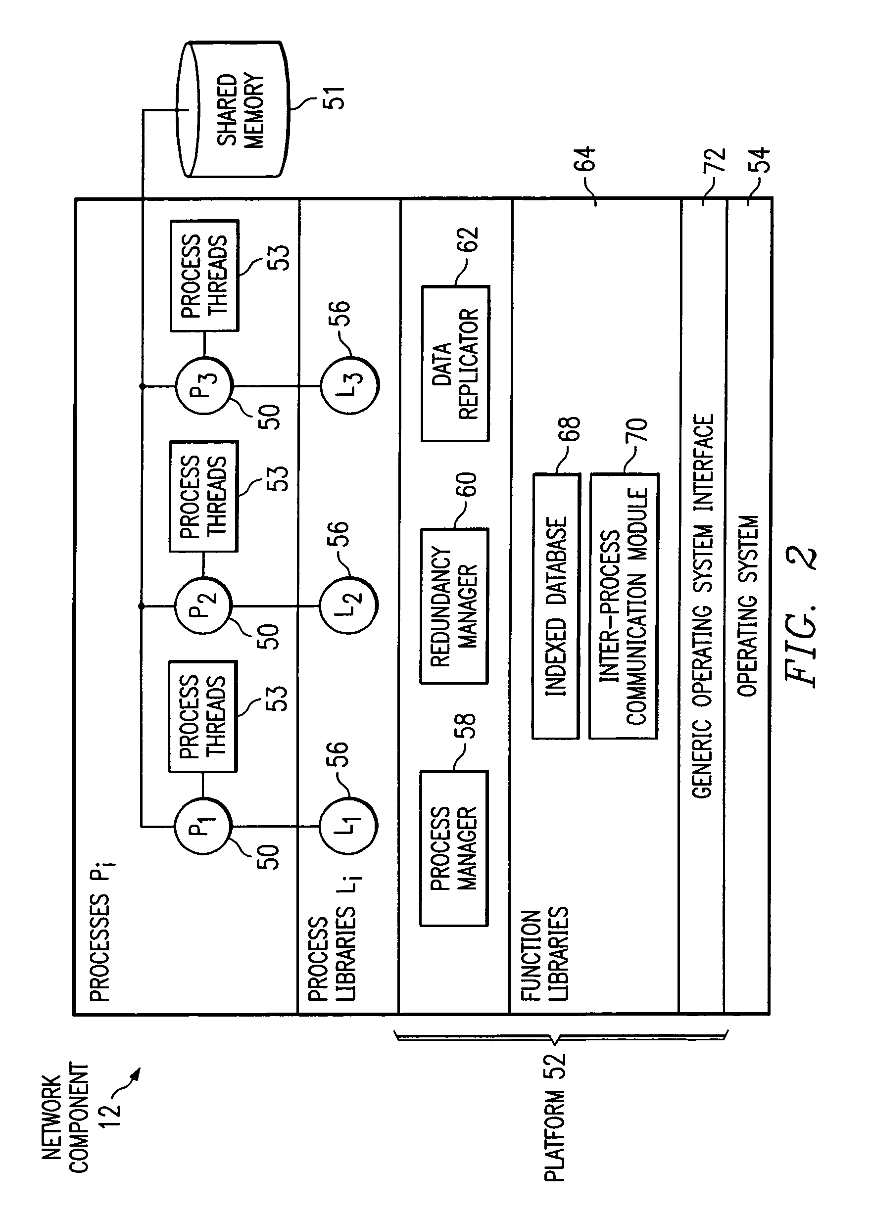 Recording trace messages of processes of a network component