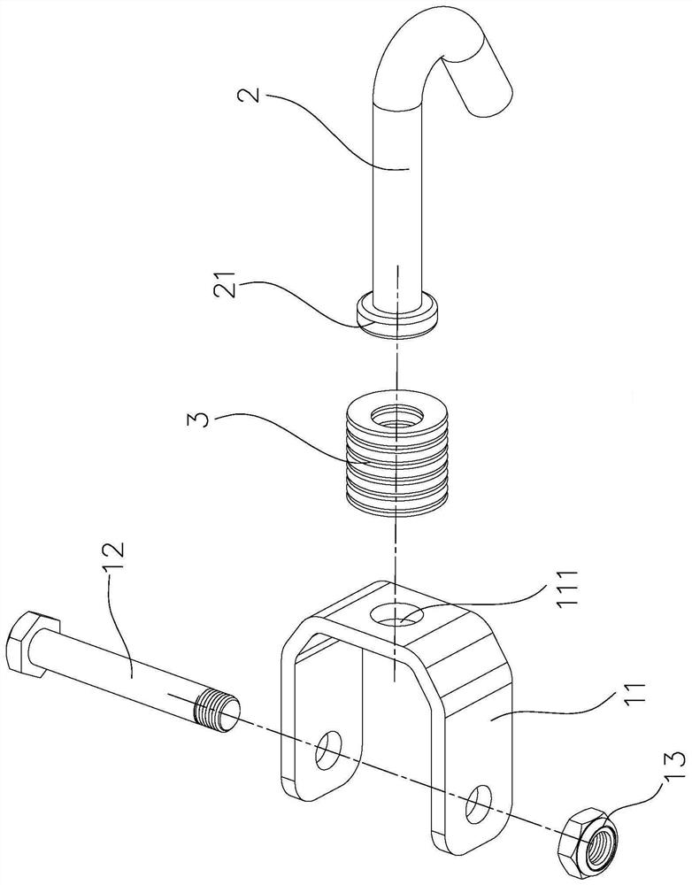 Anti-loosening hook for tensioning device and automobile safety tensioning device with anti-loosening hook