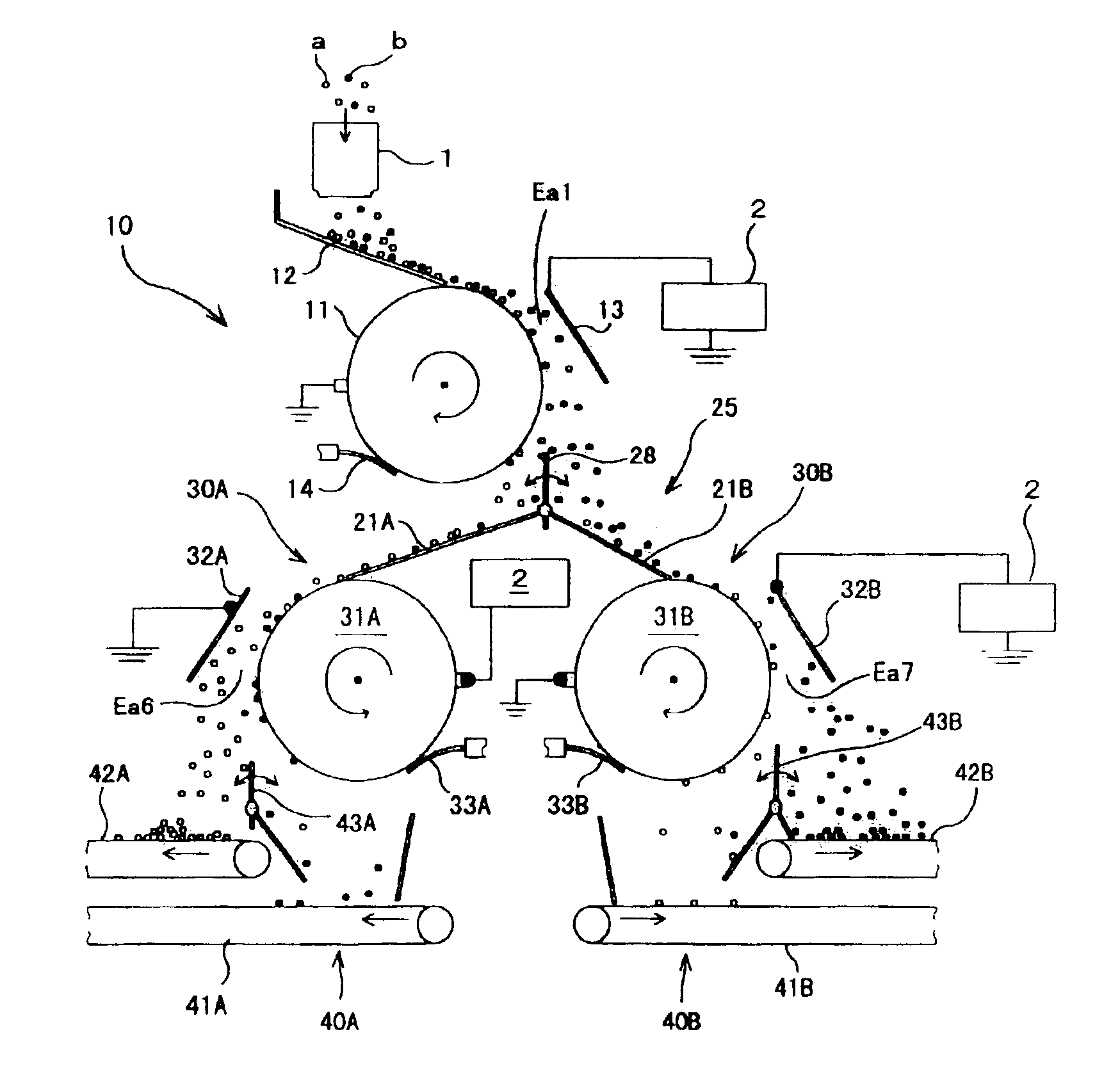 Apparatus for separating plastic chips