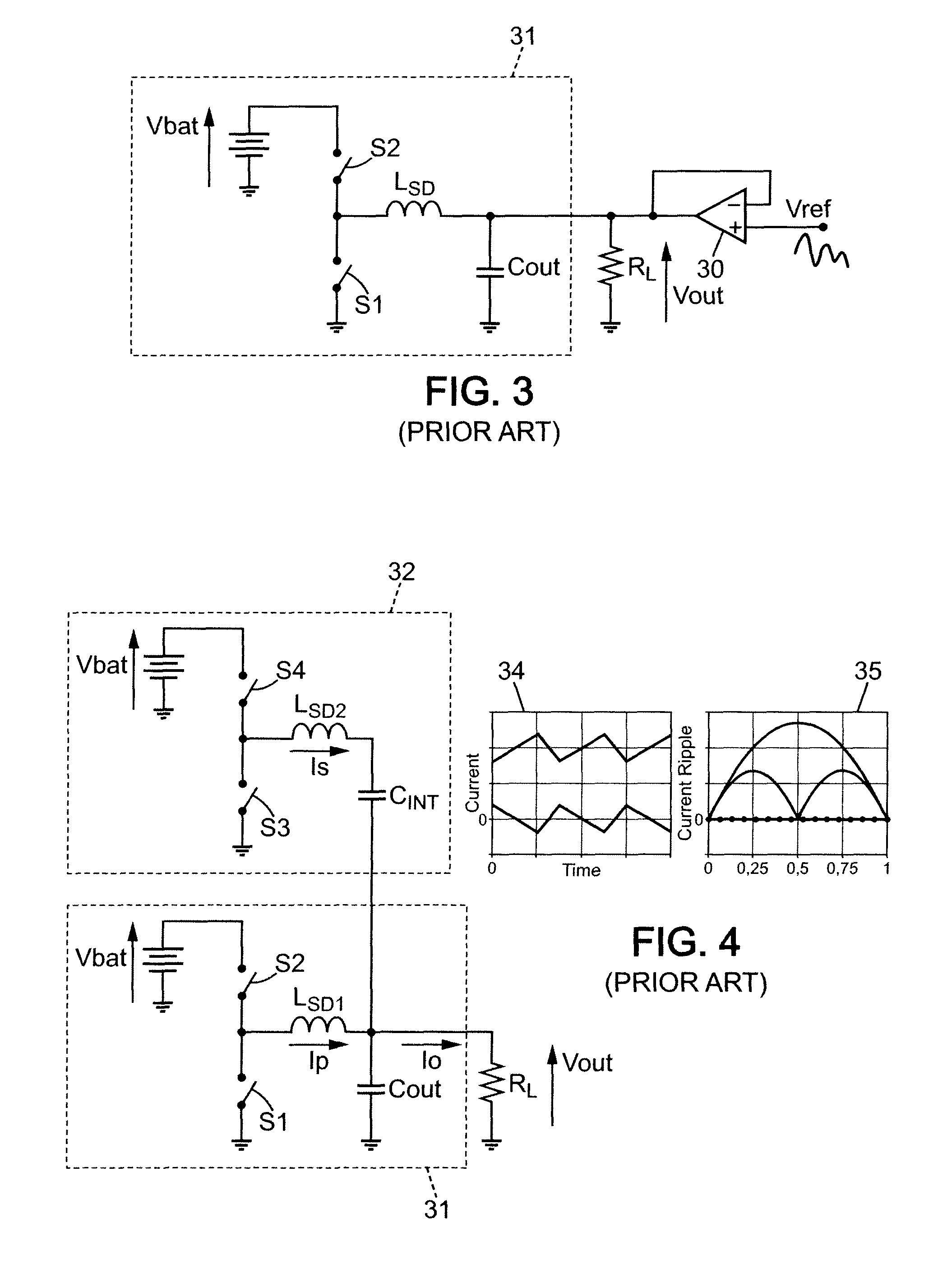 Step-up/step-down voltage converter having low output ripple