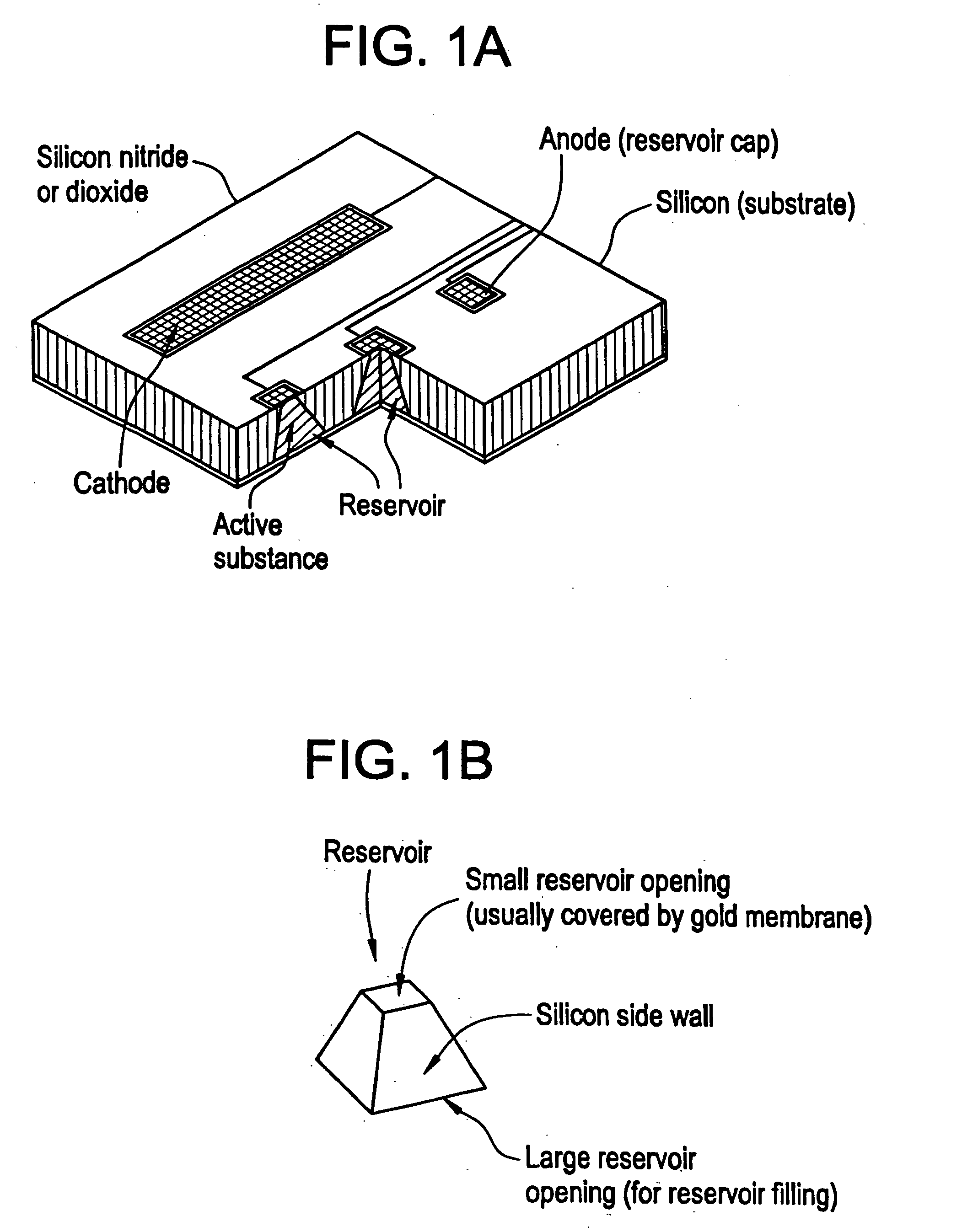 Device for controlled reservoir opening with reinforced reservoir caps