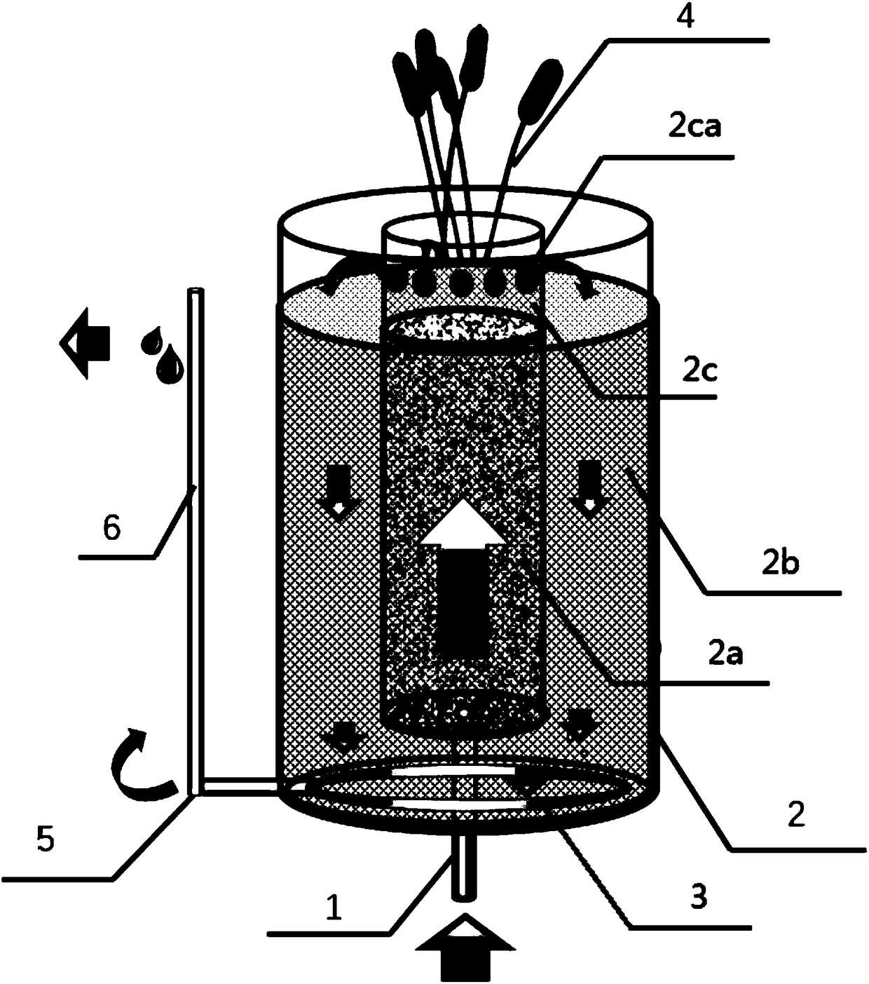 Internal guide type bacterium-alga integrated microbial fuel cell ecological water purification system