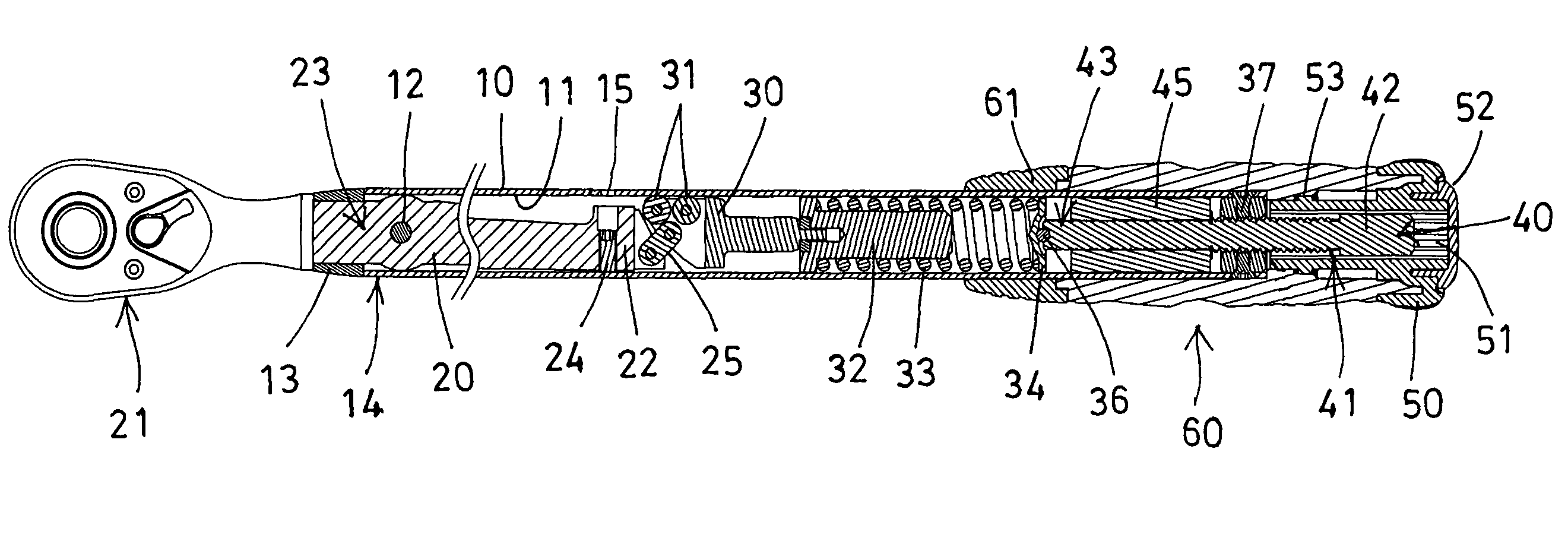 Adjustable torque wrench having lock device