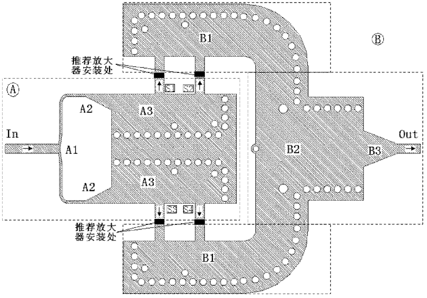 Ka-waveband power combiner based on SIW (Substrate Integrated Waveguide)