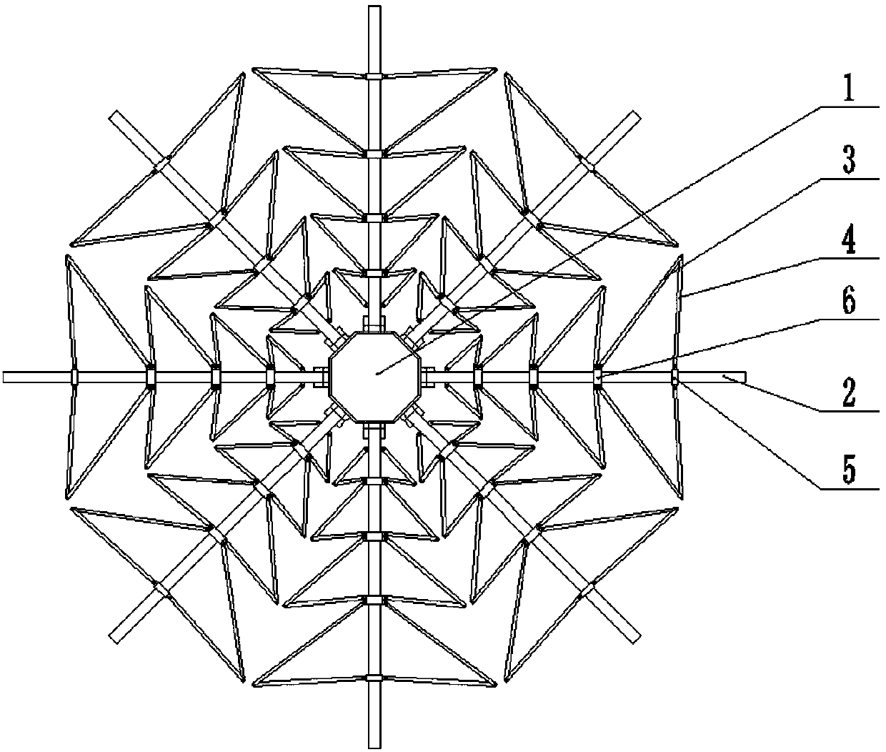 Variable topology folding and unfolding mechanism with cranks and sliders connected through flexible hinges of folding and unfolding units