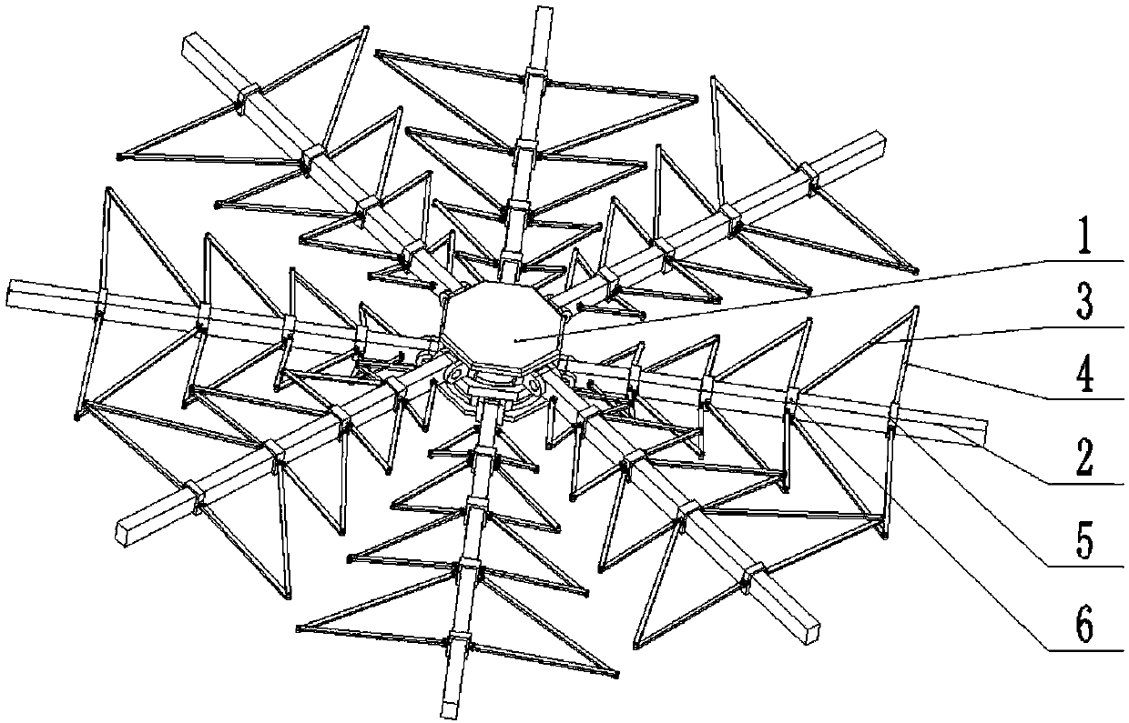 Variable topology folding and unfolding mechanism with cranks and sliders connected through flexible hinges of folding and unfolding units