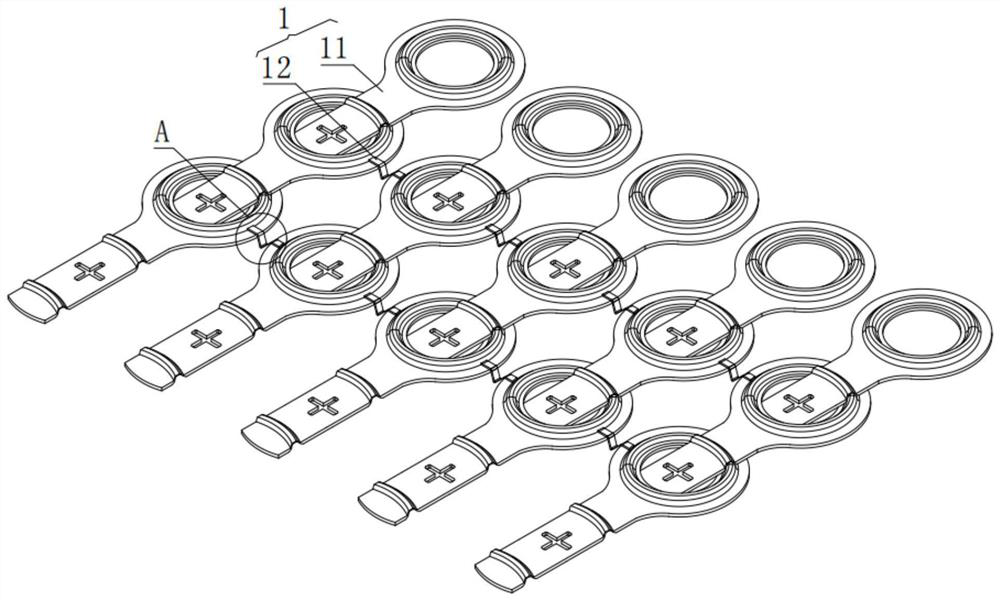 Splicing spot welding type battery nickel sheet and spot welding process thereof