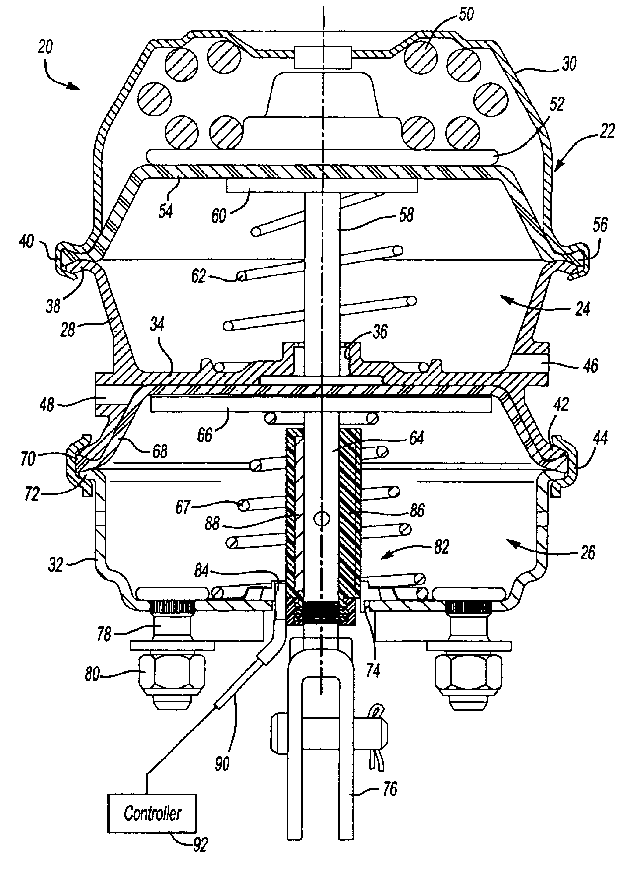 Method of monitoring the power spring of a spring brake actuator