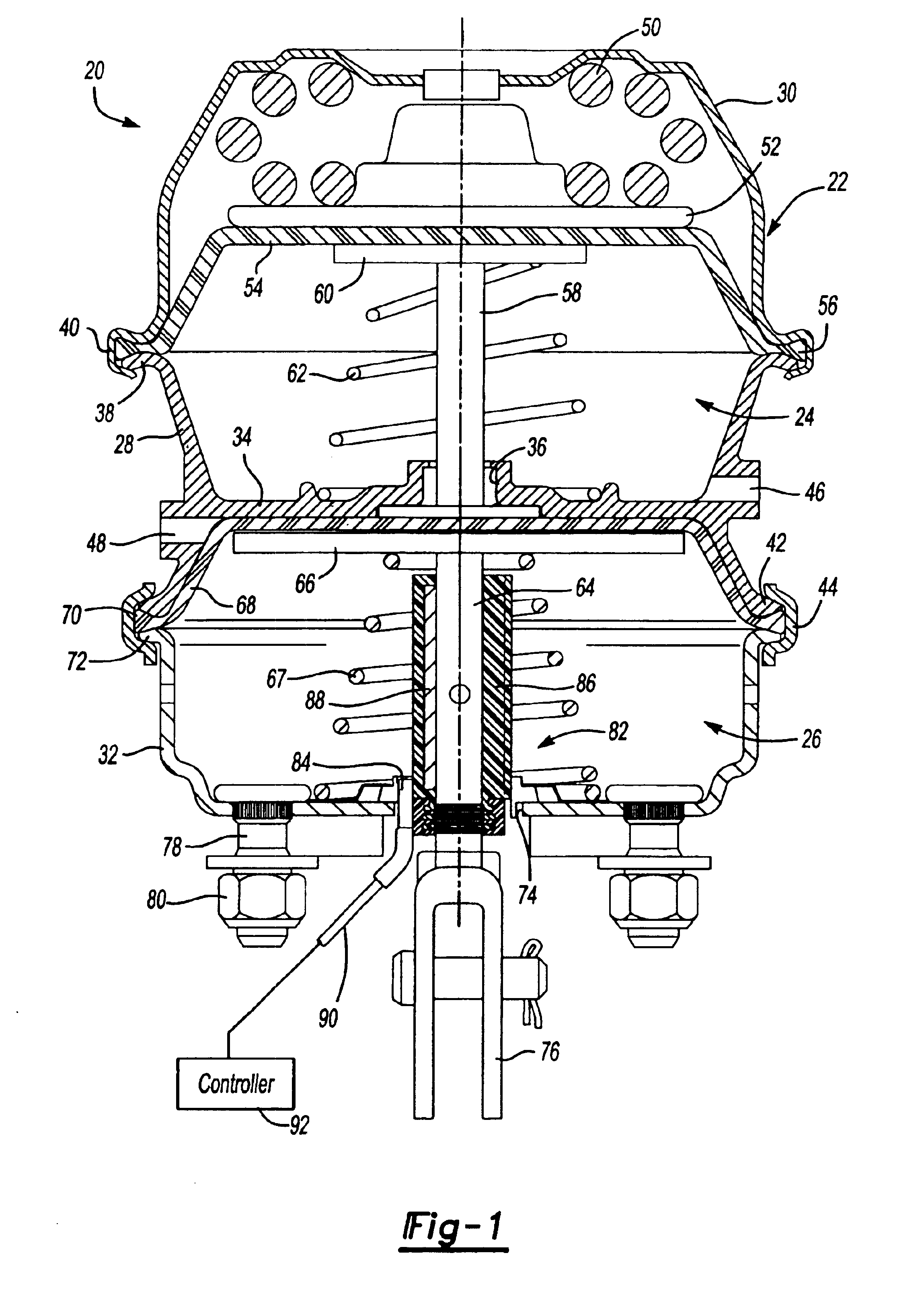 Method of monitoring the power spring of a spring brake actuator