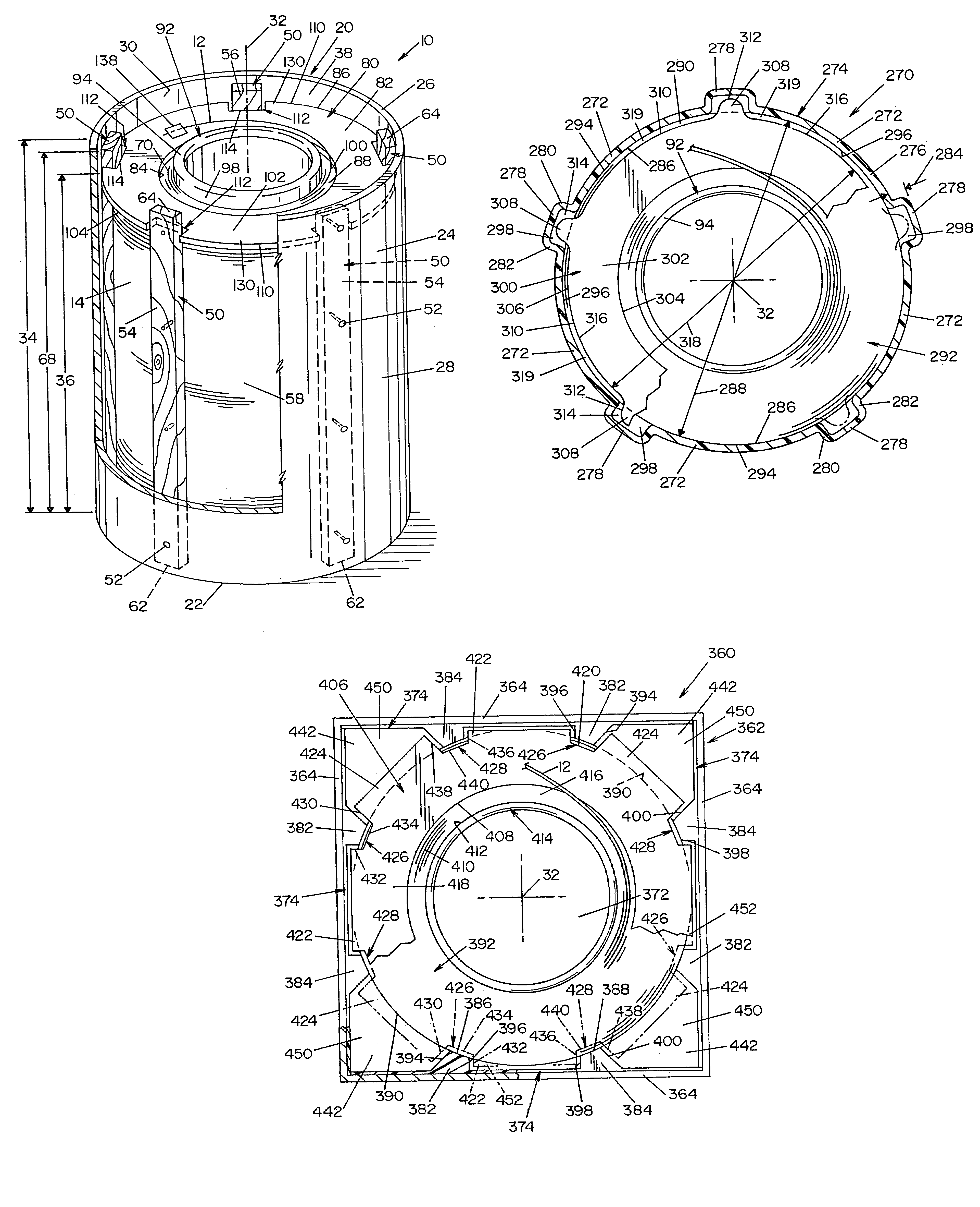 Welding wire container with ribbed walls and mating retainer ring