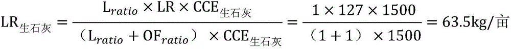 Accurate ratio method for improving acidified soil through lime matter and organic fertilizers