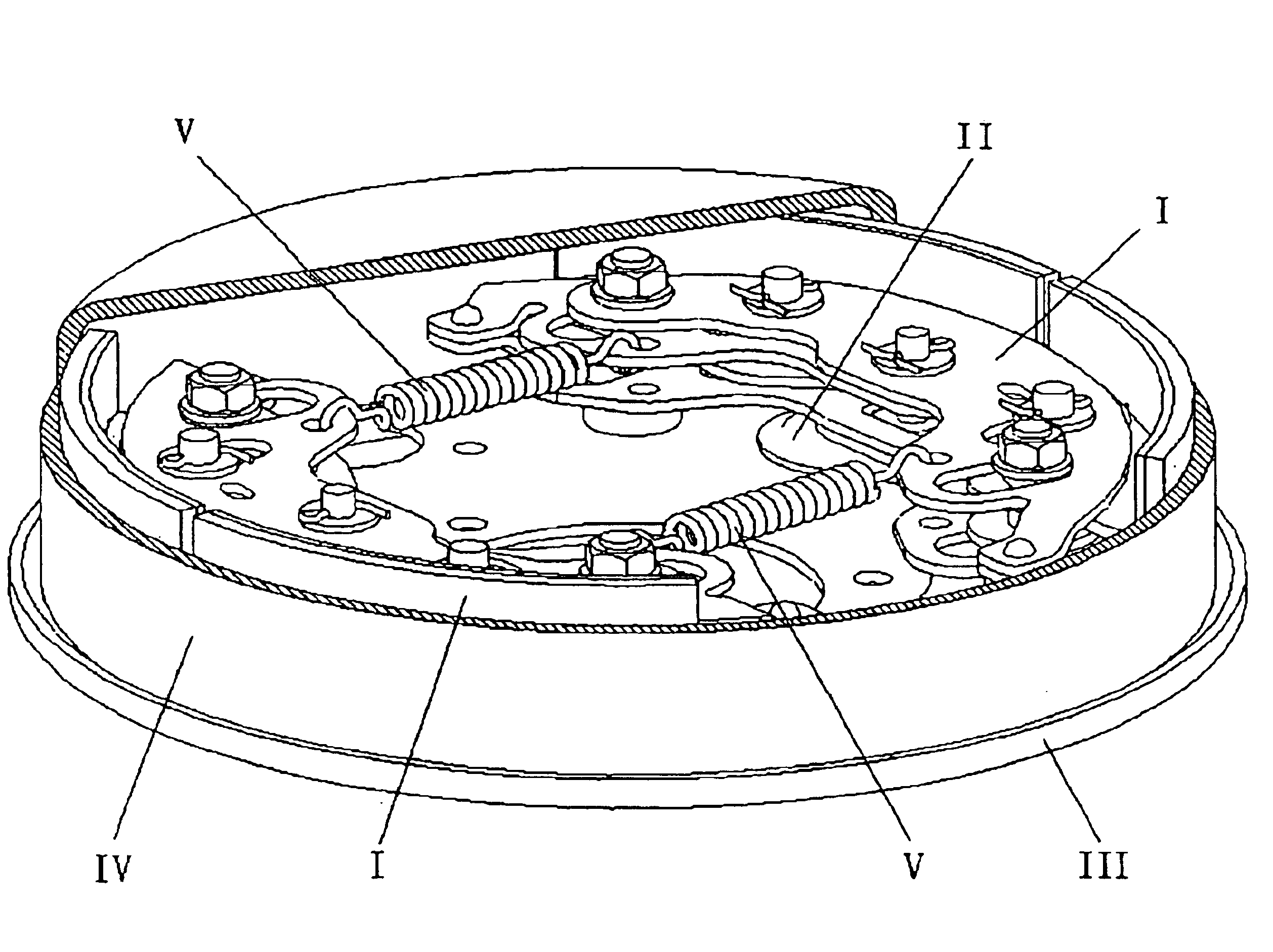 Drum brakes with interconnected multi-degrees-of-freedom shoes