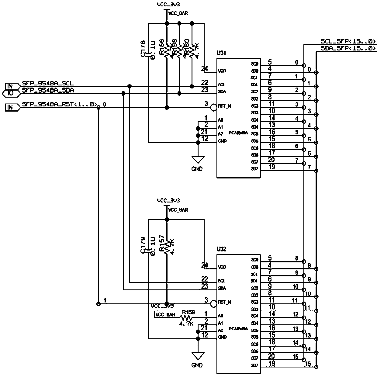 A method for carrying out IIC expansion by using a PCA9548A expansion chip