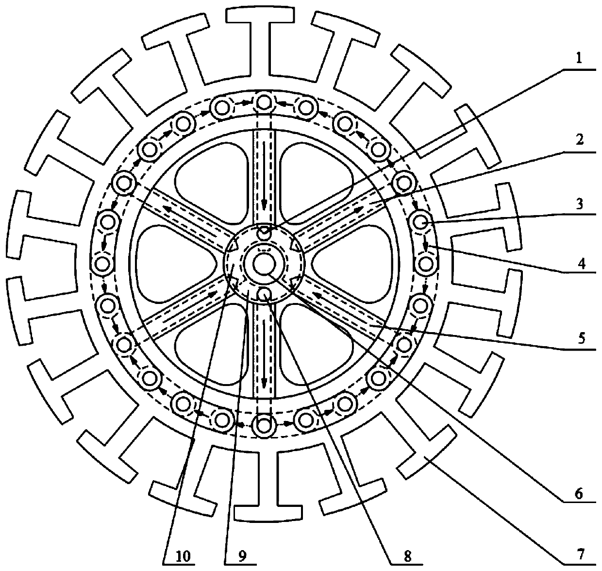 Hub motor stator water cooling structure for electric motor vehicle