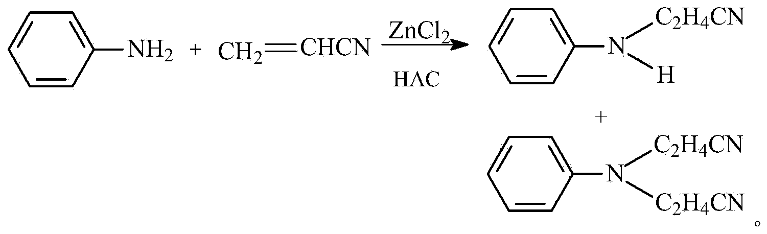 Method for producing N-cyanoethylaniline and N,N-dicyanoethylaniline by adopting one-step cleaning process