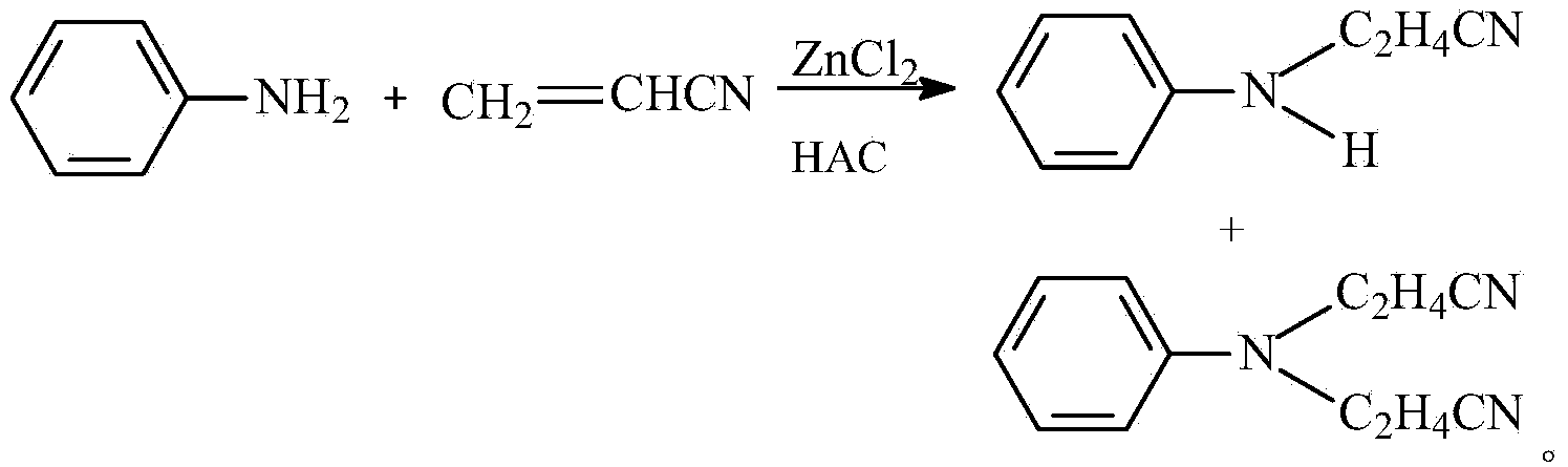 Method for producing N-cyanoethylaniline and N,N-dicyanoethylaniline by adopting one-step cleaning process