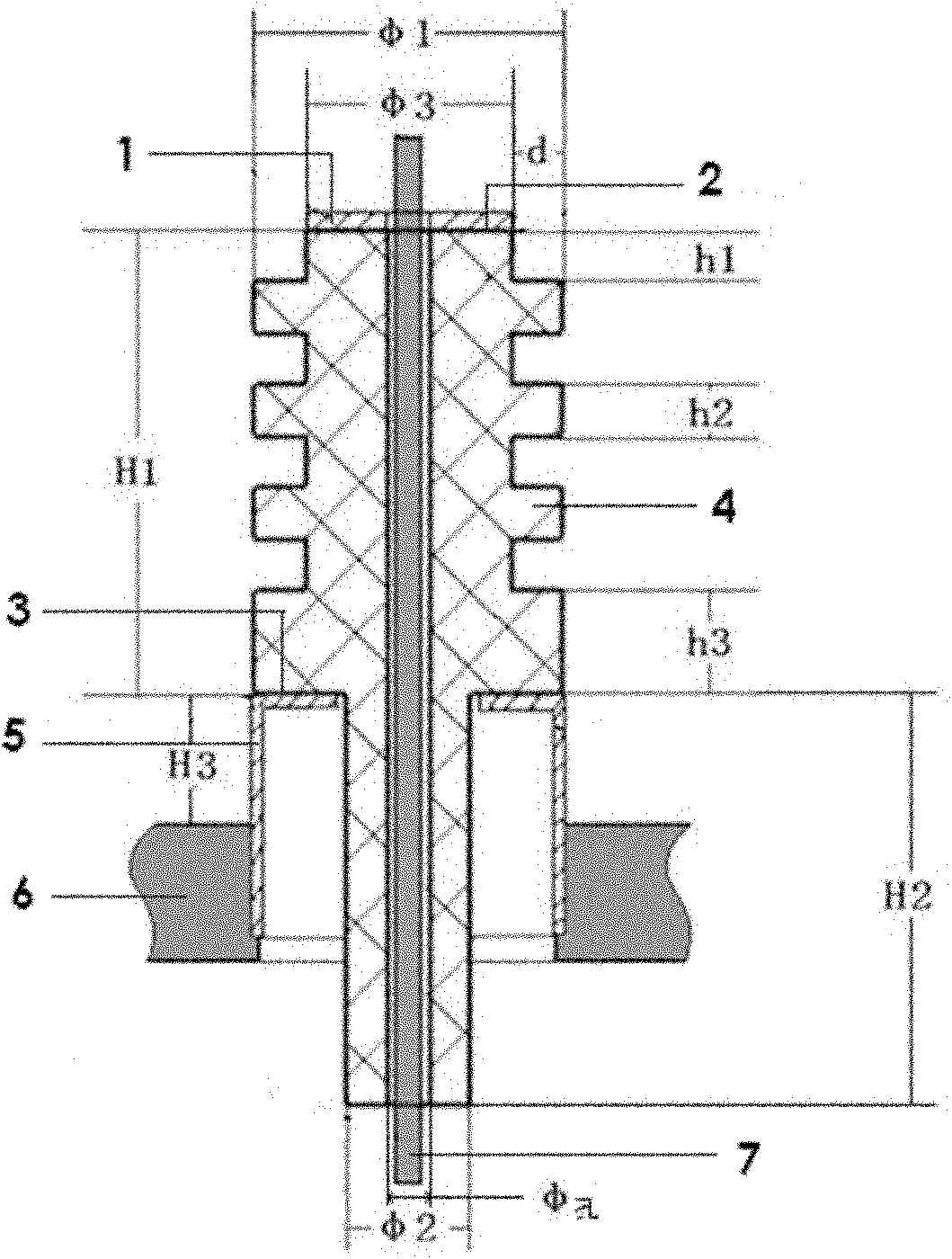 High-voltage lead assembly for ultrahigh vacuum device and manufacture method thereof