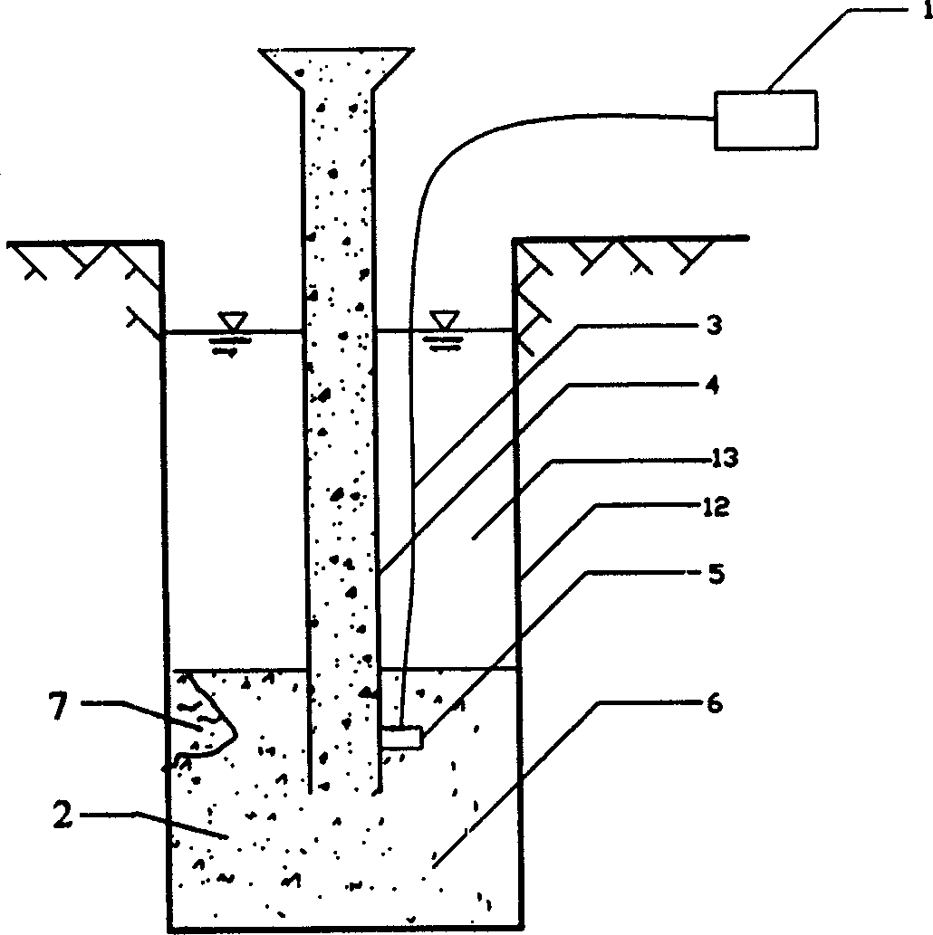 Method for monitoring pile foundation construction quality and reinforcing pile foundation by electric exploring method