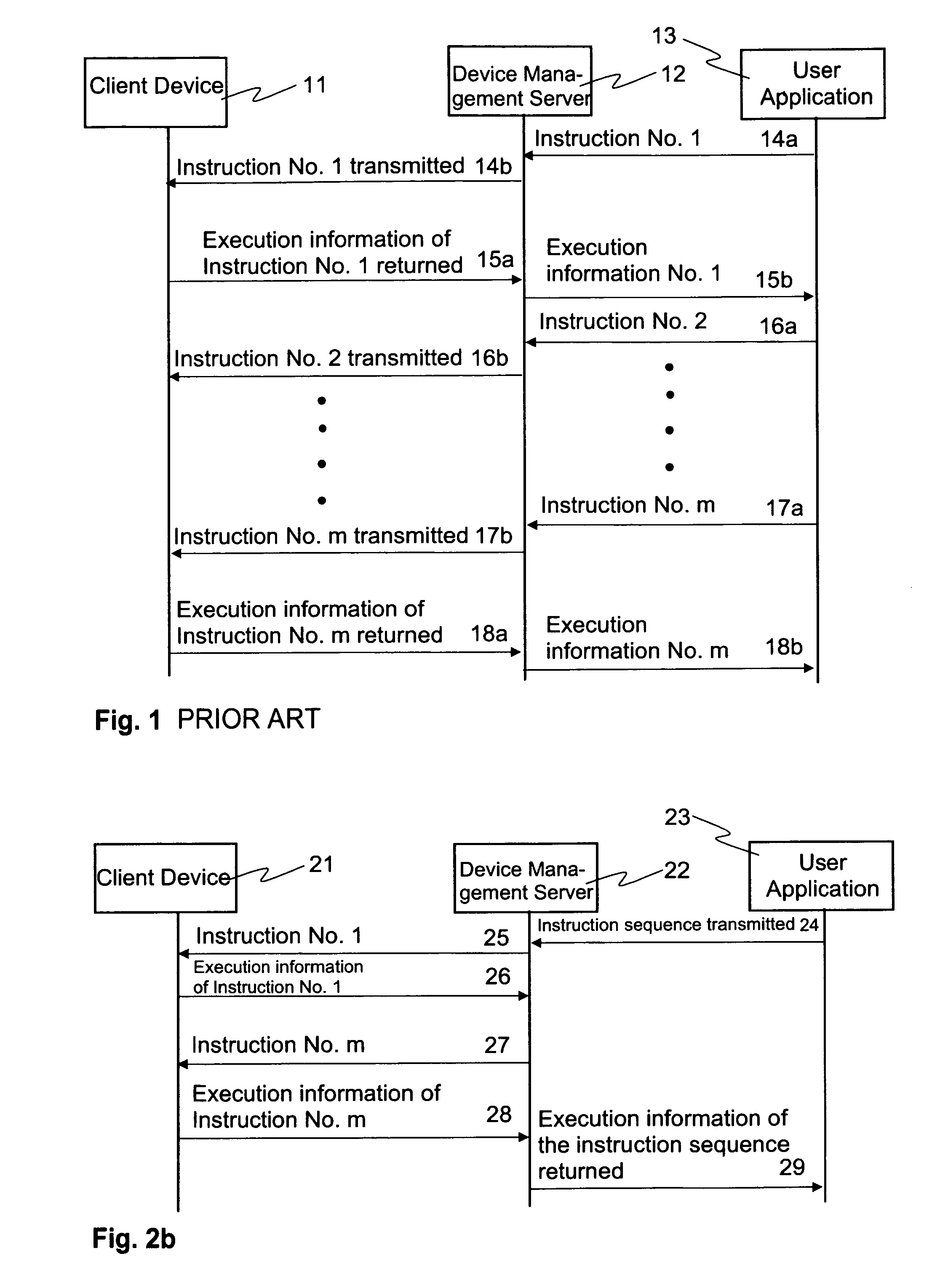 Method and device arrangement for managing a user application/device management server/client device environment