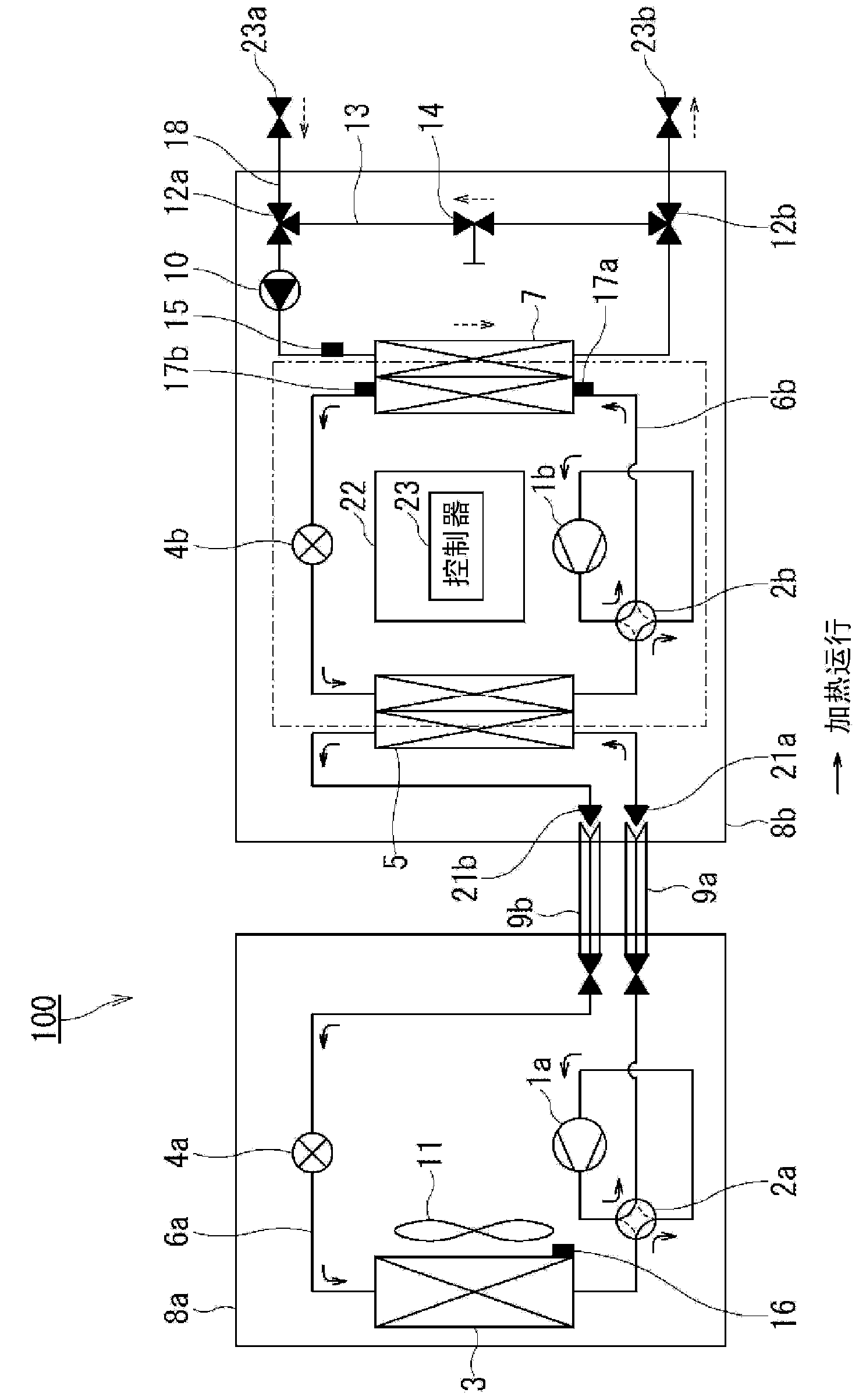 Binary refrigeration cycle device