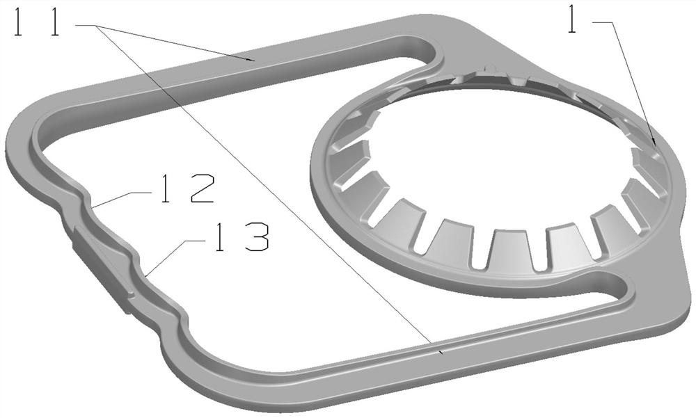 Opening type comfortable handle mold structure