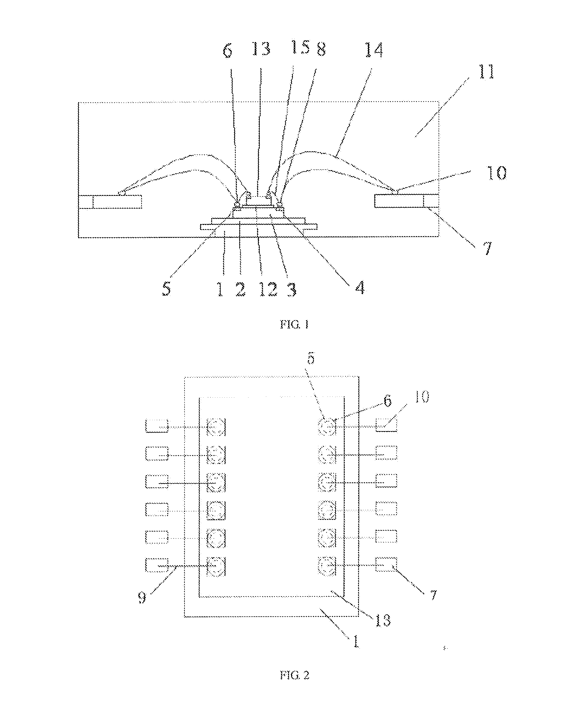 Dense-pitch small-pad copper wire bonded double IC chip stack packaging piece and preparation method therefor