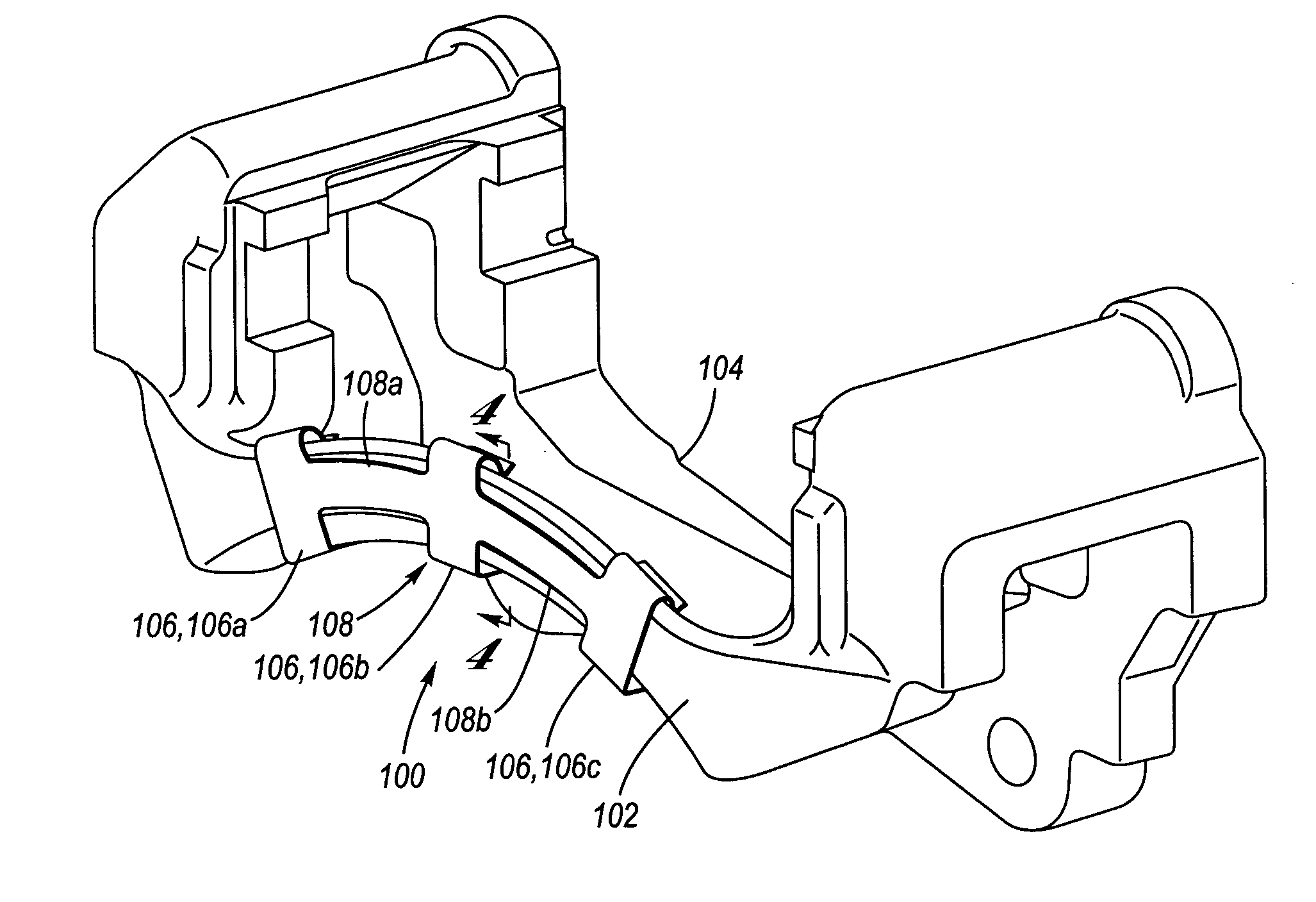 Coulomb friction damped disc brake caliper bracket