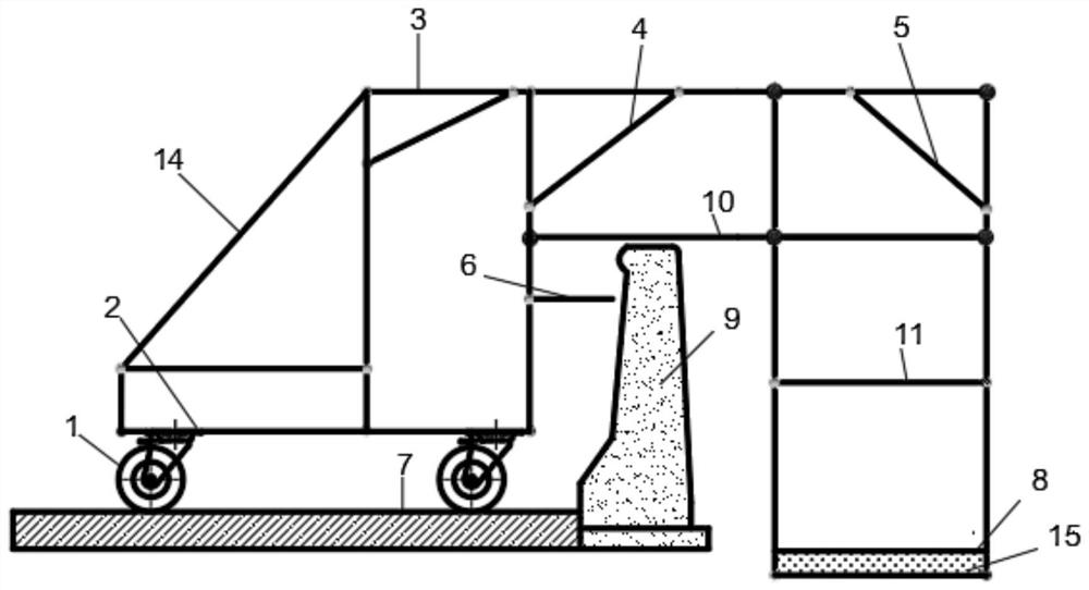 Novel movable suspension cage for outer side construction of road concrete guardrail